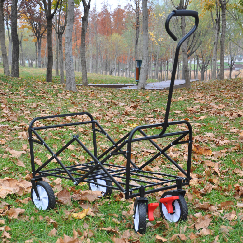 Leoglint Garden cart Folding Wagon Garden Shopping Beach Cart (black)