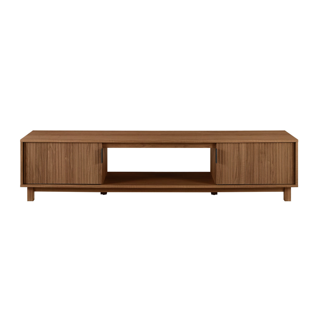 Leoglint Modern Fluted-Door Minimalist TV Stand for TVs up to 80 inches – Mocha