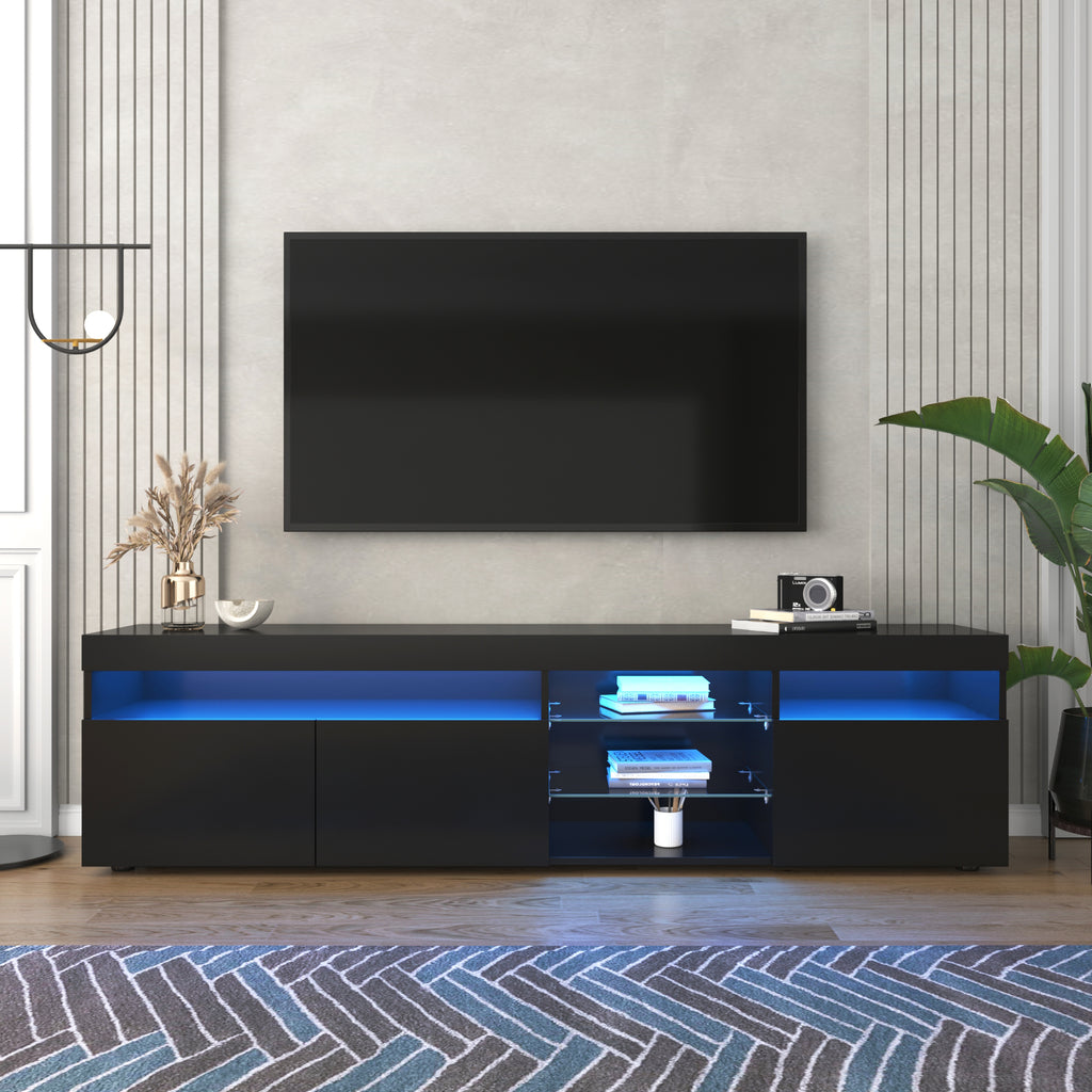 Leoglint Modern Design TV Stands for TVs up to 80'', LED Light Entertainment Center, Media Console with Multi-Functional Storage, TV cabinet for Living room,Bedroom, Home Theatre