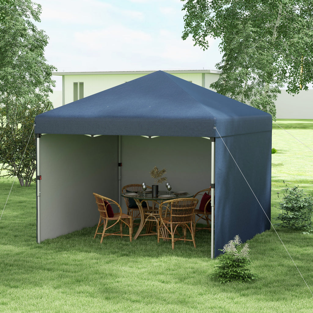 Leoglint  Outdoor Umbrella 10' x 10' Pop Up Canopy Tent with 3 Sidewalls, Leg Weight Bags and Carry Bag, Height Adjustable, Instant Party Tent Event Shelter Gazebo for Garden, Patio, Navy Blue