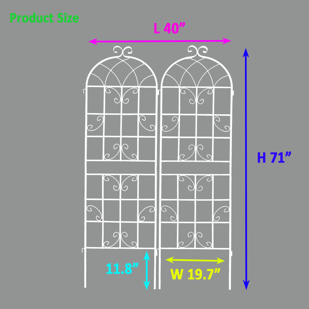 Leoglint 2 Pack Metal Garden Trellis 71" x 19.7" Rustproof Trellis for Climbing Plants Outdoor Flower Support Cream White