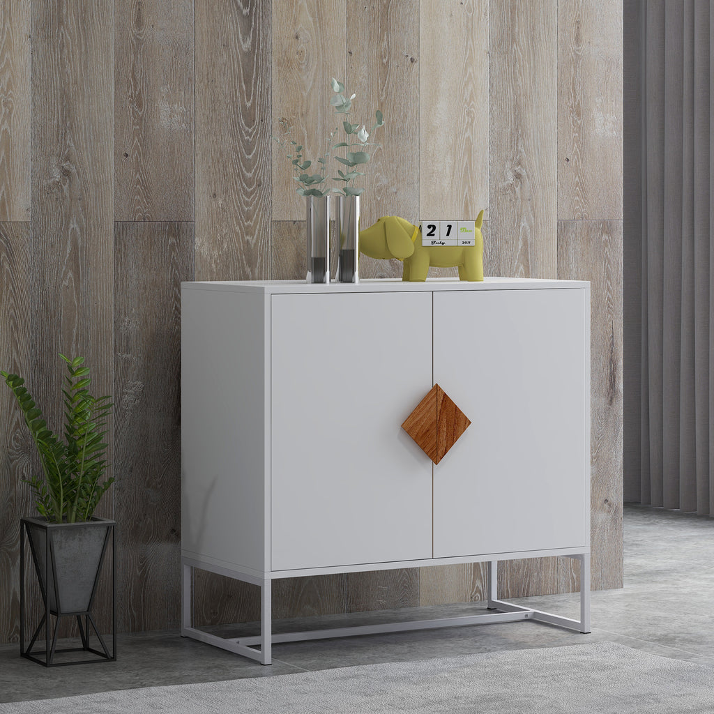 Leoglint Solid wood square shape handle 2 doors sideboard