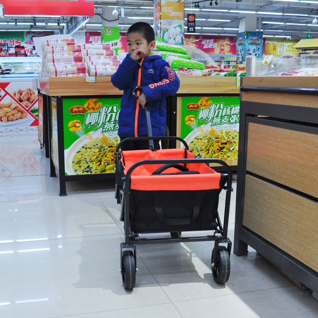 Leoglint Garden cart Mini Folding Wagon Garden Shopping Beach Cart (black+yellow)