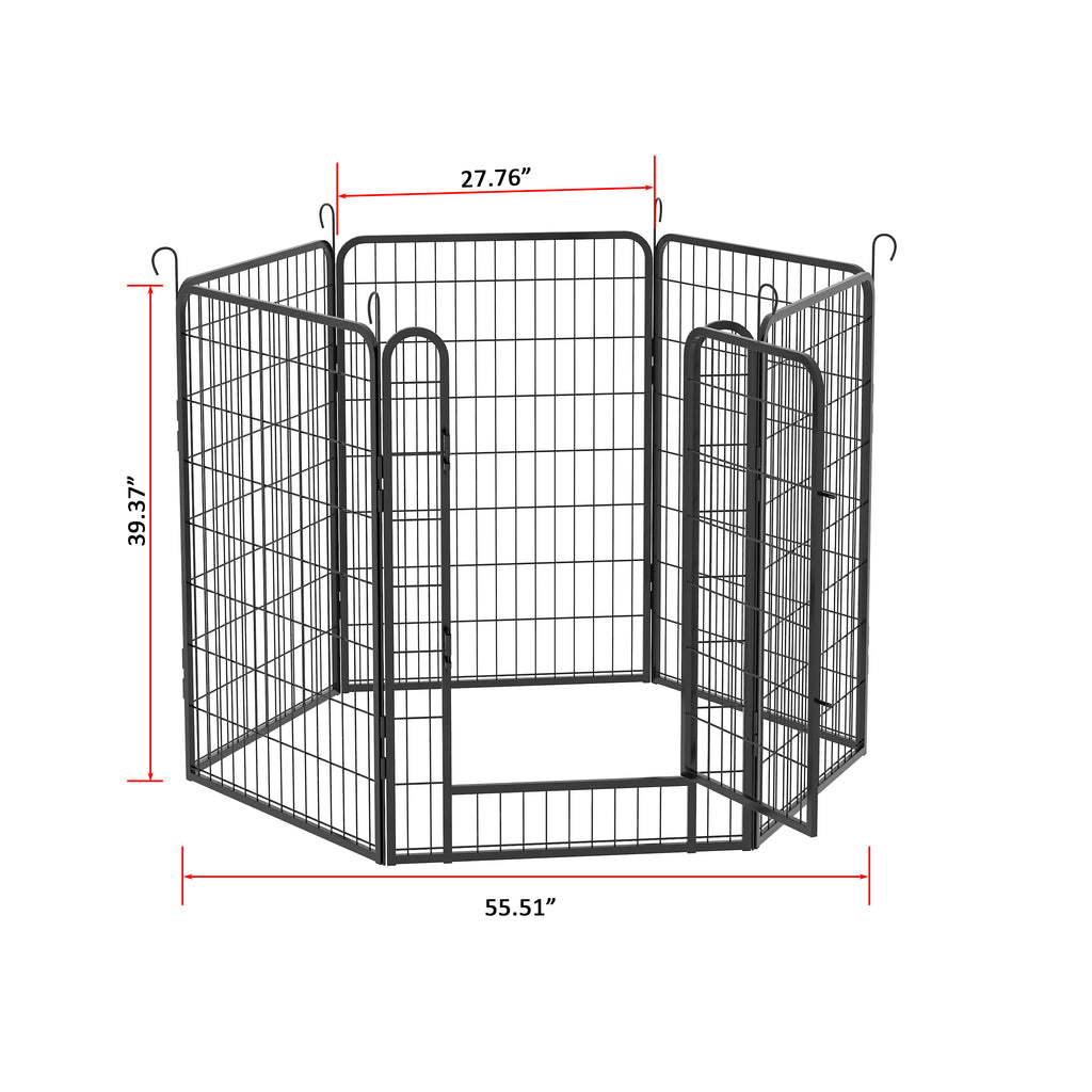 Leoglint 6 Panels Heavy Duty Metal Playpen with door,39.37"H Dog Fence Pet Exercise Pen for Outdoor, Indoor