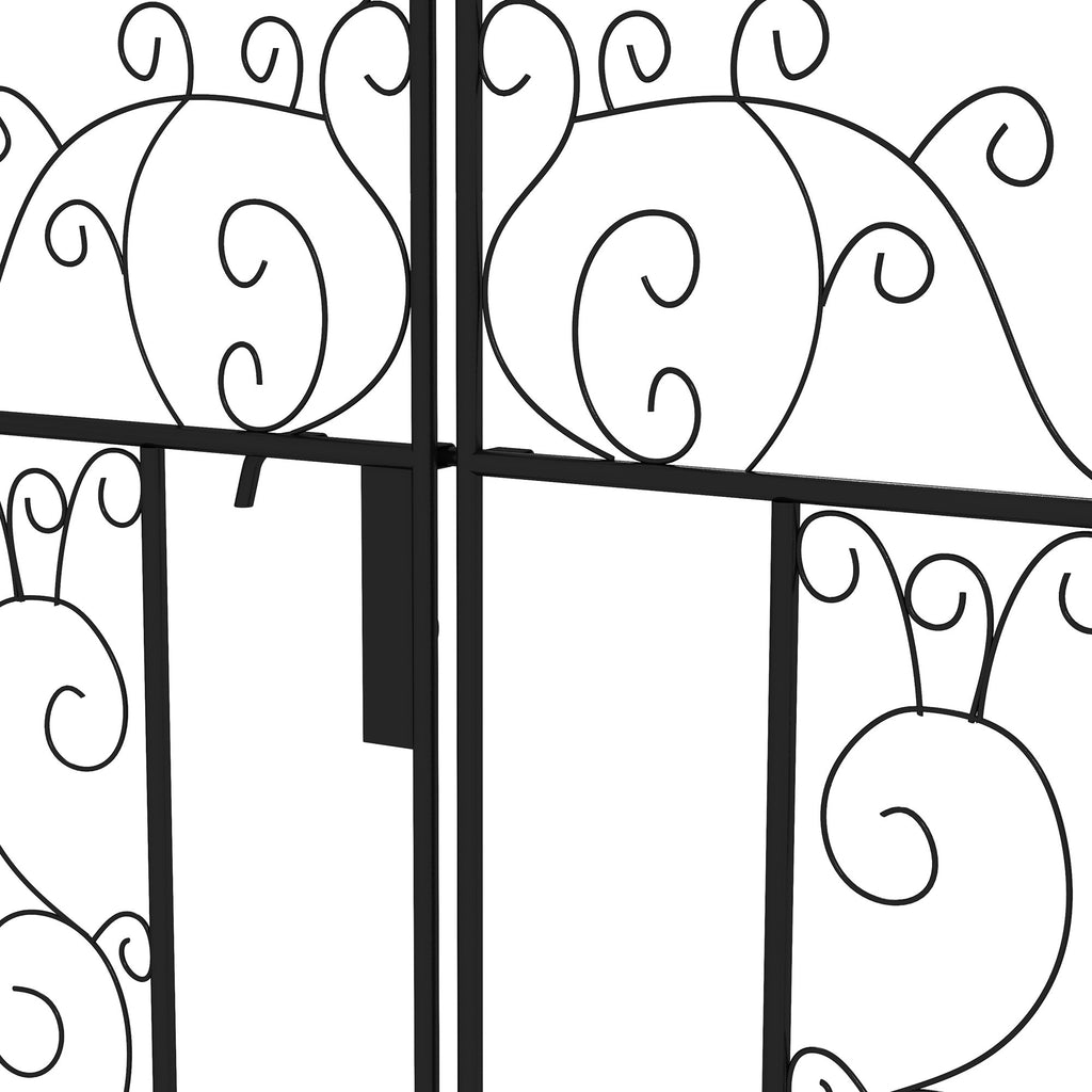 Leoglint 7.5' Metal Garden Trellis with Gate, Garden Arbor Trellis for Climbing Plants, Roses, Vines, Wedding Arch for Outdoor Garden, Lawn, Backyard, Black