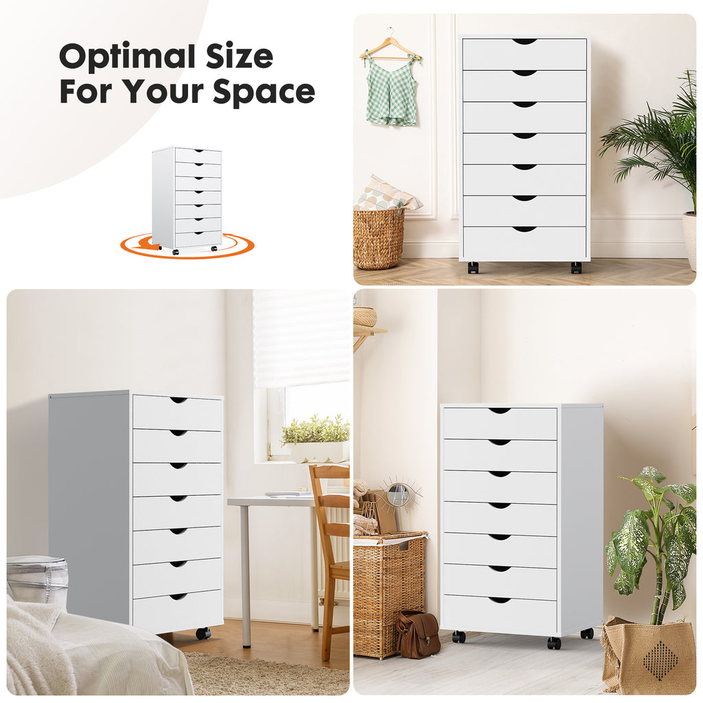 Leoglint Sweetcrispy 7 Drawer Chest - Storage Cabinets with Wheels Dressers Wood Dresser Cabinet Mobile Organizer Drawers for Office