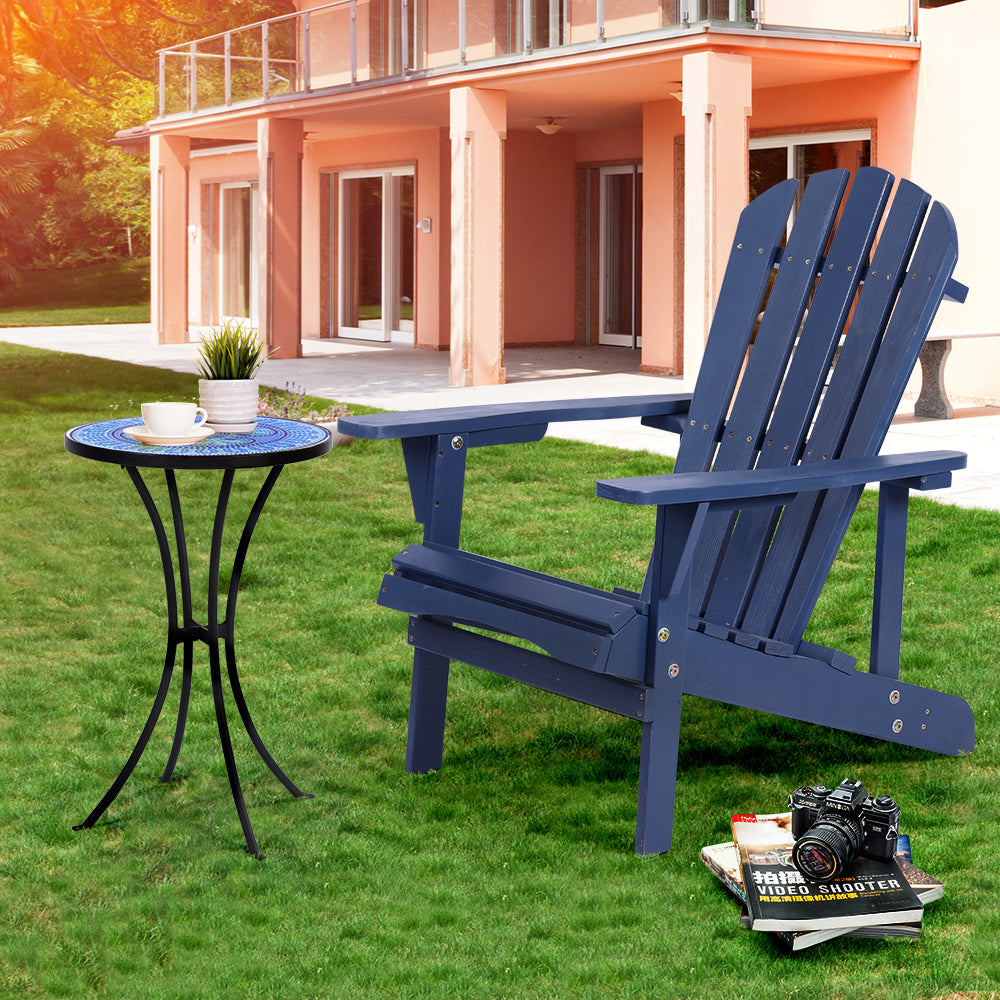 Leoglint Adirondack Outdoor Chair Solid Wood Outdoor Patio Furniture for Backyard, Garden, Lawn, Porch -Navy Blue