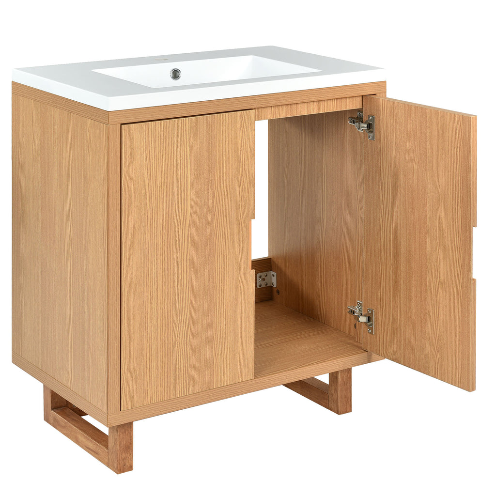 Leoglint 30" Bathroom vanity Set with Sink, Combo Cabinet, Bathroom Storage Cabinet, Solid Wood Frame