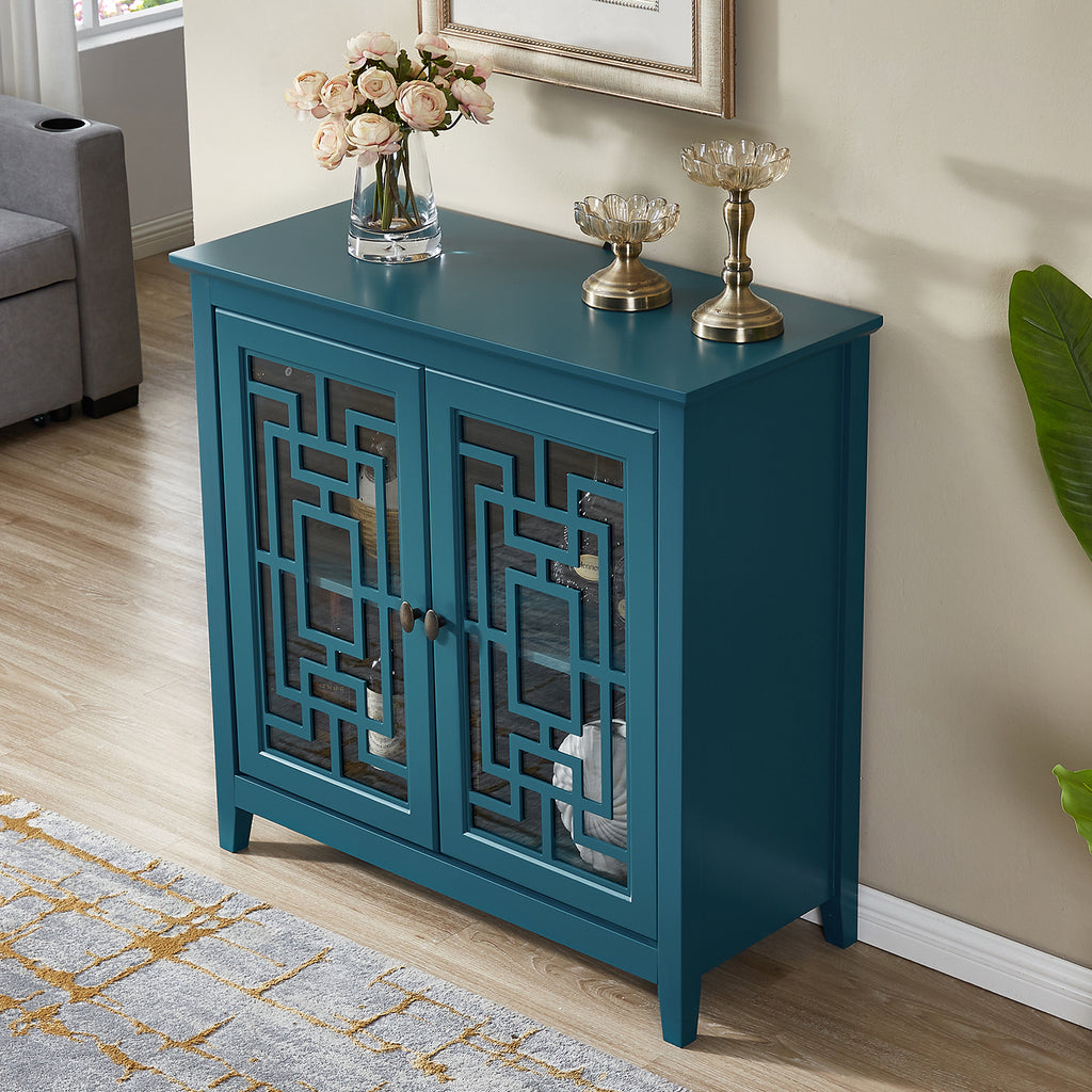 Leoglint Storage Cabinet, Buffet Sideboard, Teal Blue