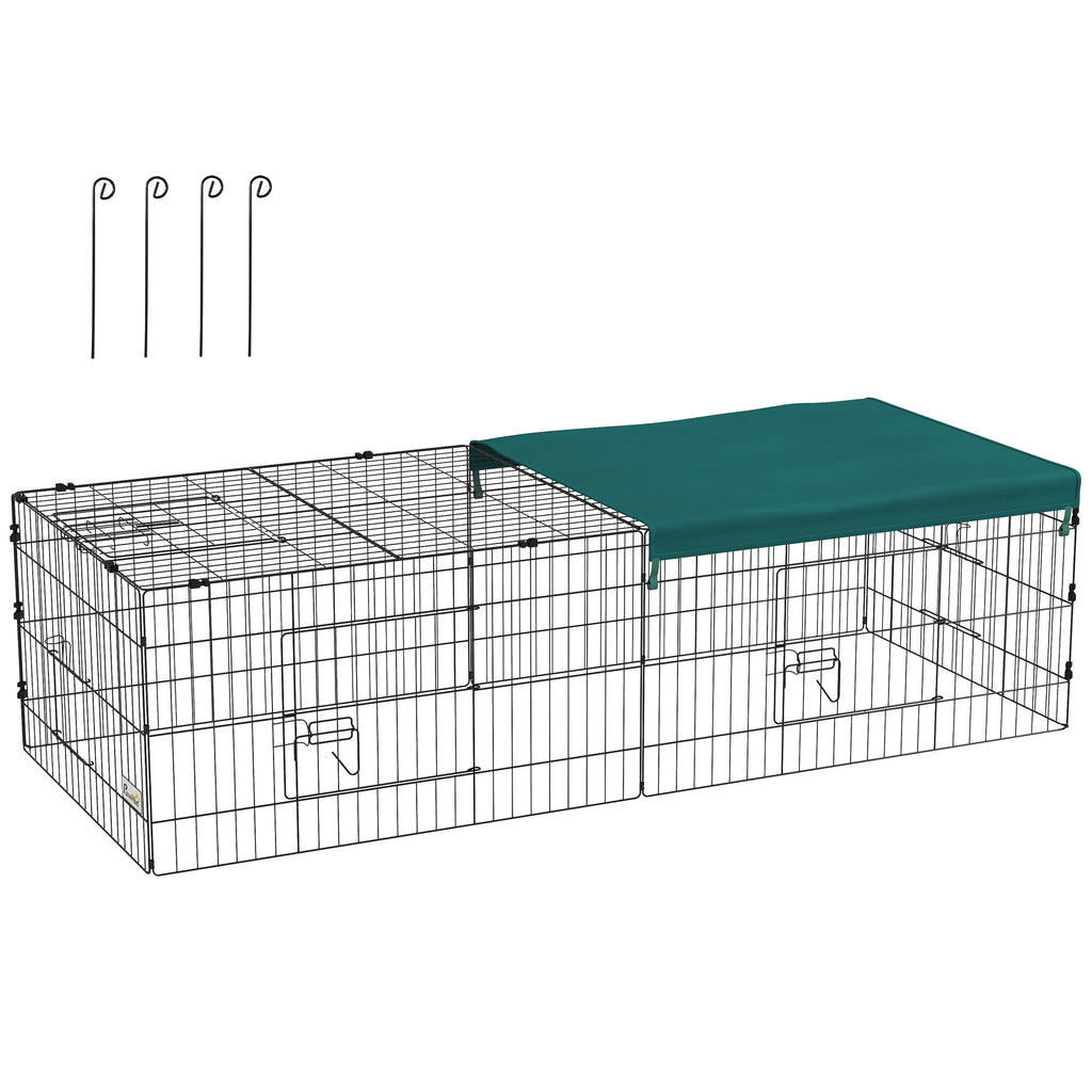 Leoglint 73" Small Animal Playpen, Pet Playpen Yard Fence for Rabbits, Chicken, Chinchillas with Roof for Indoor & Outdoor, Green