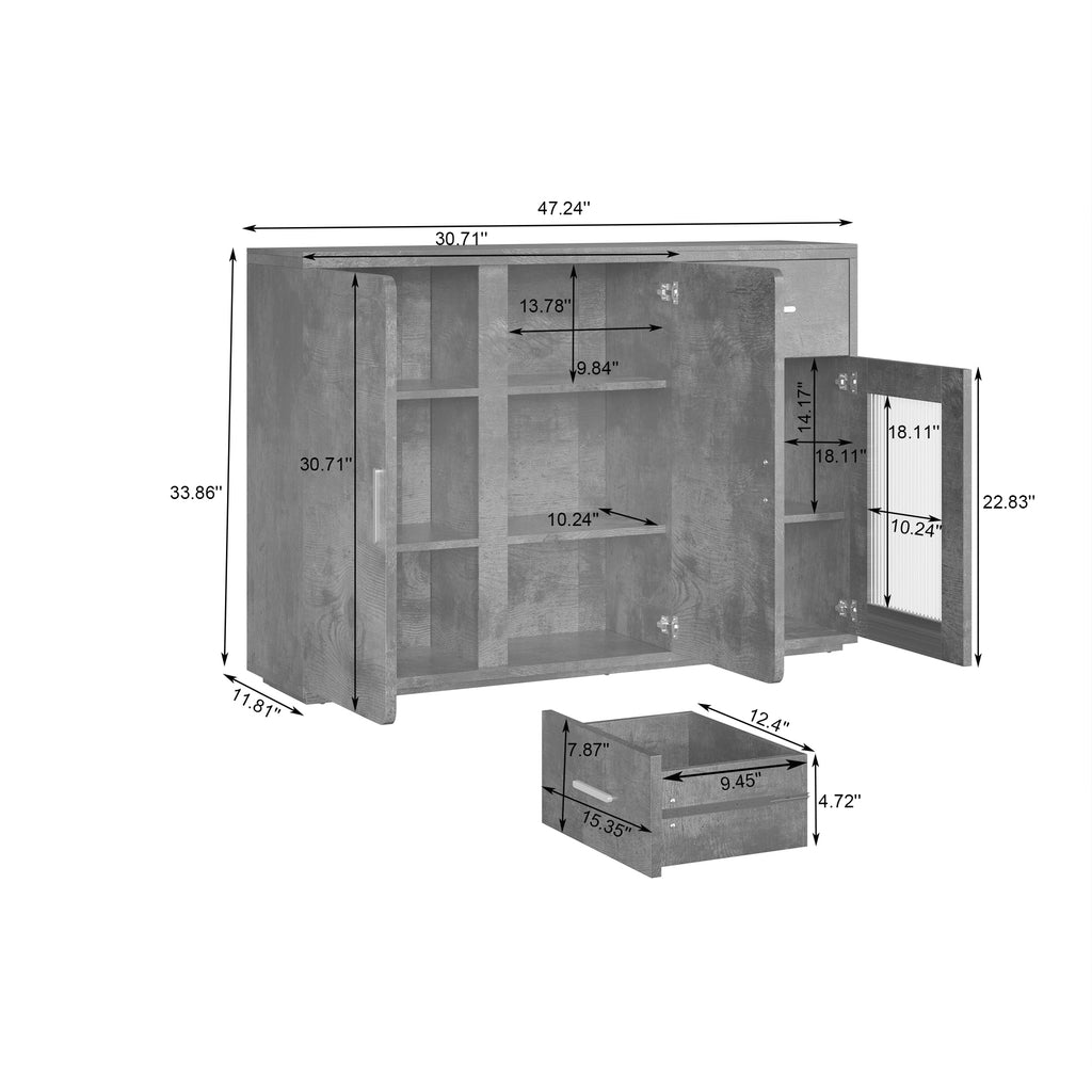 Leoglint Wood Storage Cabinet, Modern Accent Buffet Cabinet, Free Standing Sideboard and Buffet Storage with Door Buffet Sideboard for Bedroom, Living Room, Kitchen or Hallway