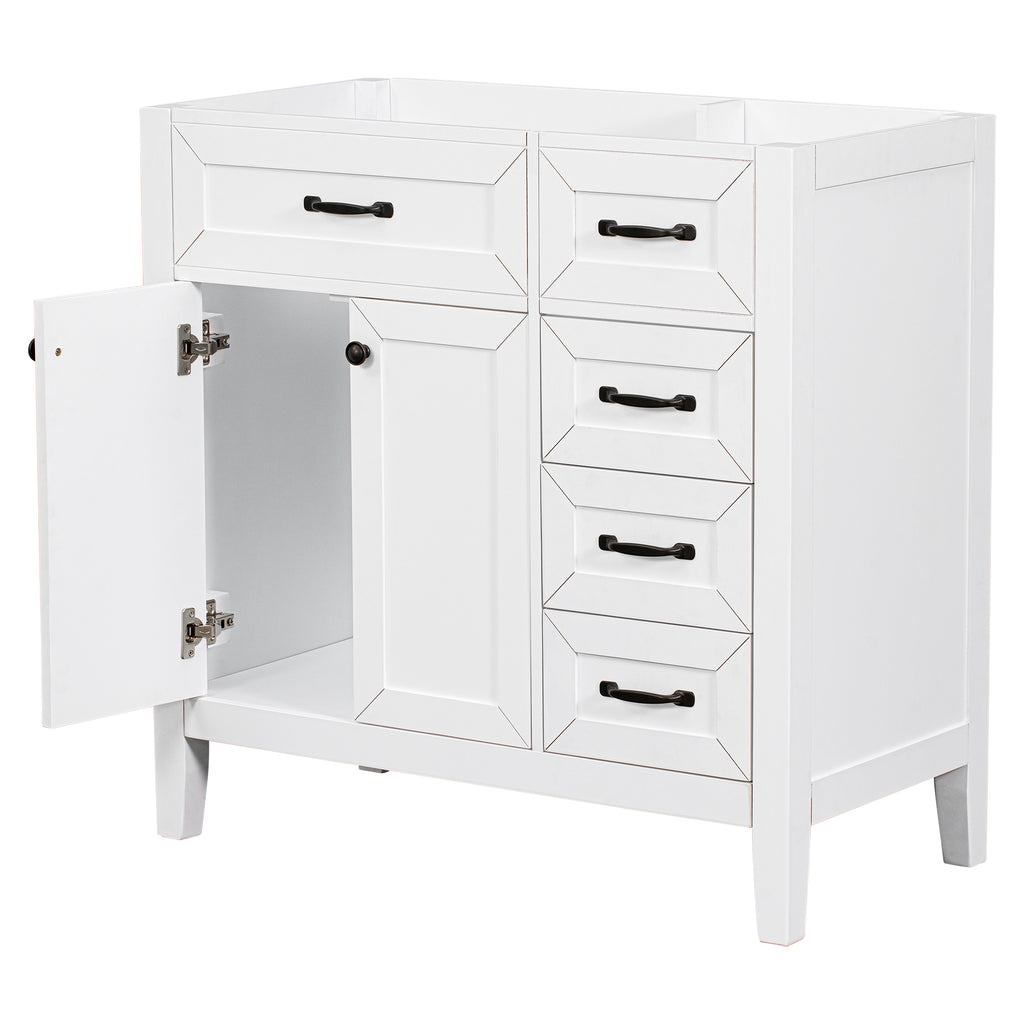 Leoglint 36" Bathroom Vanity without Sink, Cabinet Base Only, Bathroom Cabinet with Drawers, Solid Frame and MDF Board, White