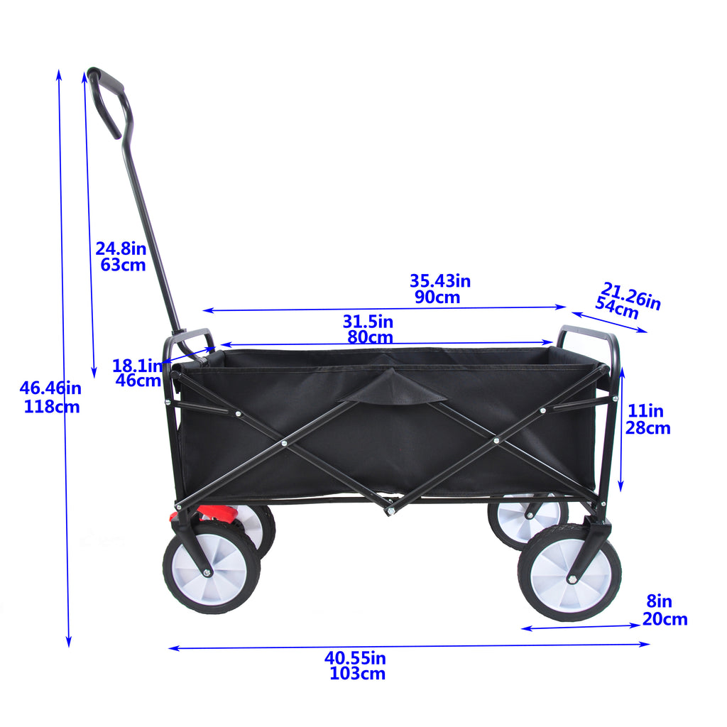 Leoglint Garden cart Folding Wagon Garden Shopping Beach Cart (black)