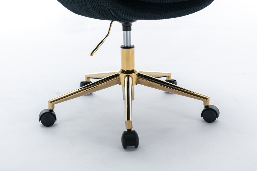 Leoglint 046-Mesh Fabric Home Office Chair 360°Swivel Adjustable Height With Gold Metal Base,Black