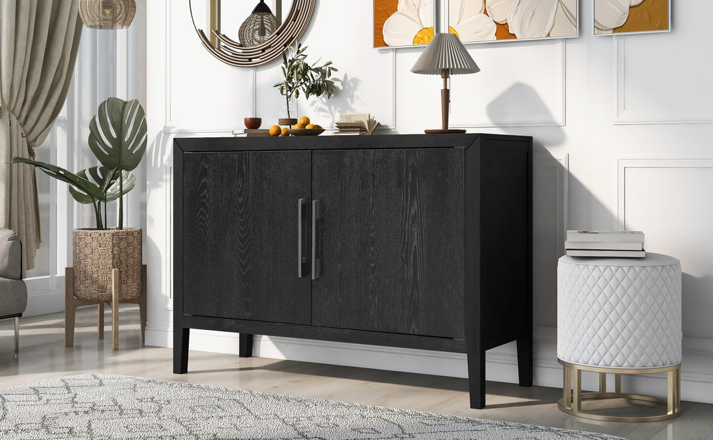 Leoglint U-Style Storage Cabinet Sideboard Wooden Cabinet with 2 Metal handles and 2 Doors for Hallway, Entryway, Living Room