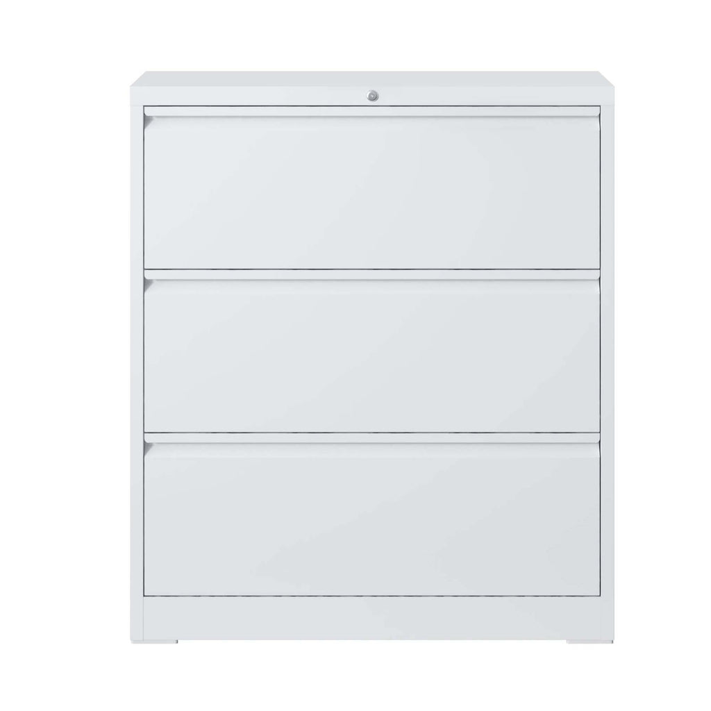 Leoglint Lateral File Cabinet 3 Drawer, White Filing Cabinet with Lock, Lockable File Cabinet for Home Office, Locking Metal File Cabinet for Legal/Letter/A4/F4 Size