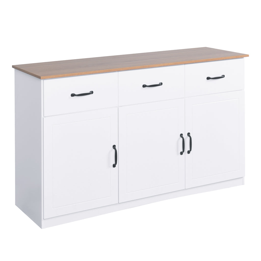 Leoglint White Buffet Cabinet with Storage, Kitchen Sideboard with 3 Doors and 3 Drawers, Coffee Bar Cabinet, Storage Cabinet Console Table for Living Room