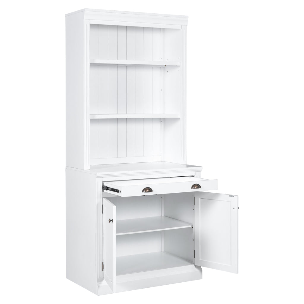 Leoglint 83.4"Tall Bookshelf with LED Lighting, Modern Bookcase with 2 Doors and 1 Drawer,Storage Bookcase with Open Shelves for Living Room,Home Office,White