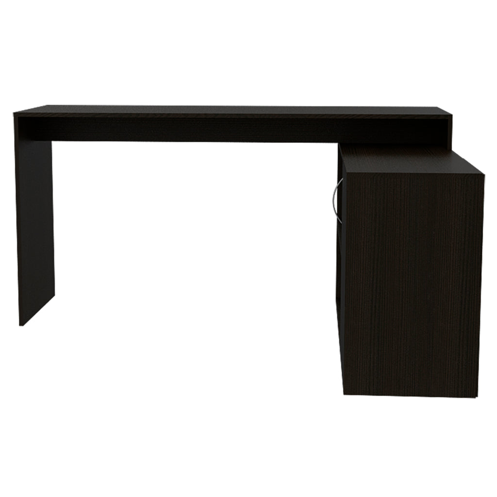 Leoglint Axis Modern L-Shaped Computer Office Desk with Open & Closed Storages -Black