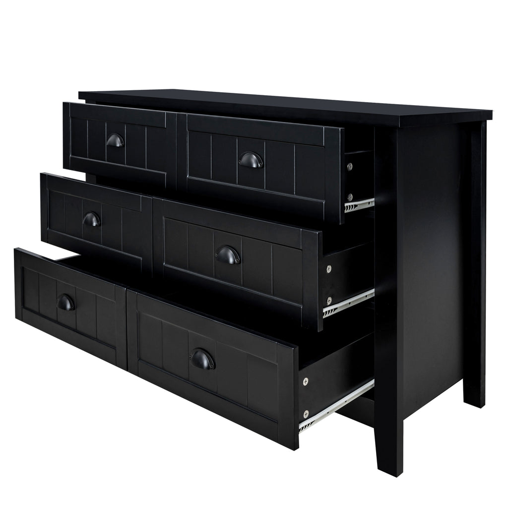 Leoglint Drawer Dresser BAR CABINET side cabinet,buffet sideboard,buffet service counter, solid wood frame,plasticdoor panel,retro shell handle,applicable to dining room, living room, kitchen ,corridor,black