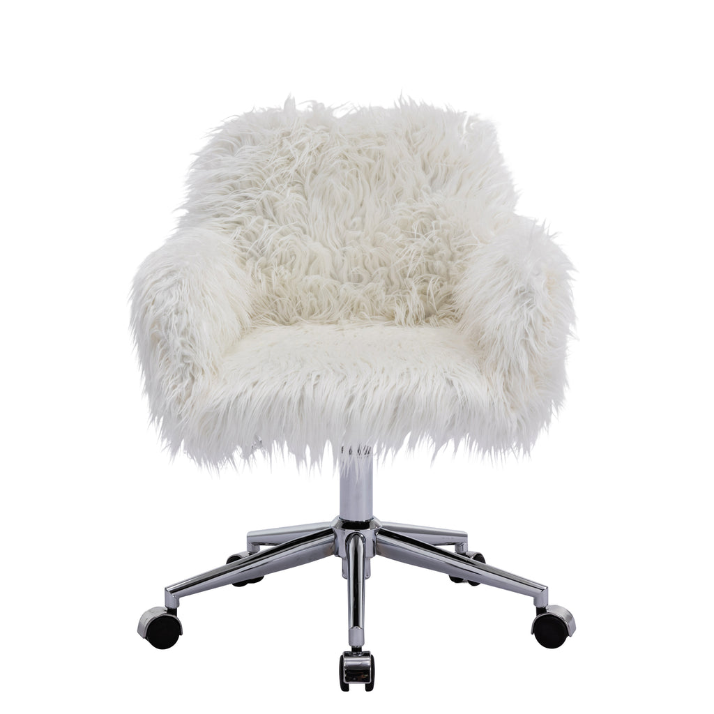 Leoglint HengMing Modern Faux fur home office chair, fluffy chair for girls, makeup vanity Chair