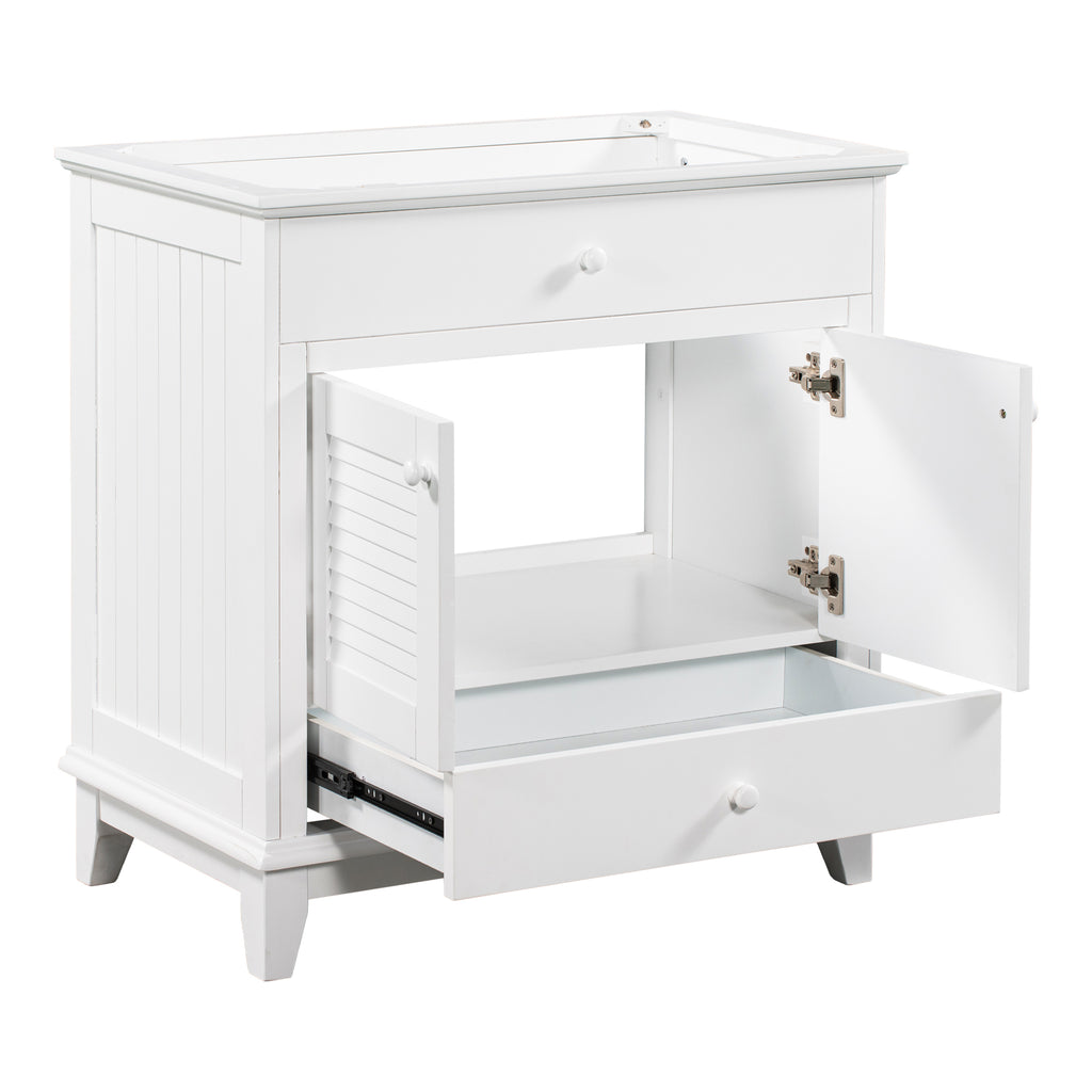 Leoglint 30" Bathroom Vanity Base without Sink, Bathroom Cabinet with Two Doors and One Drawer, White