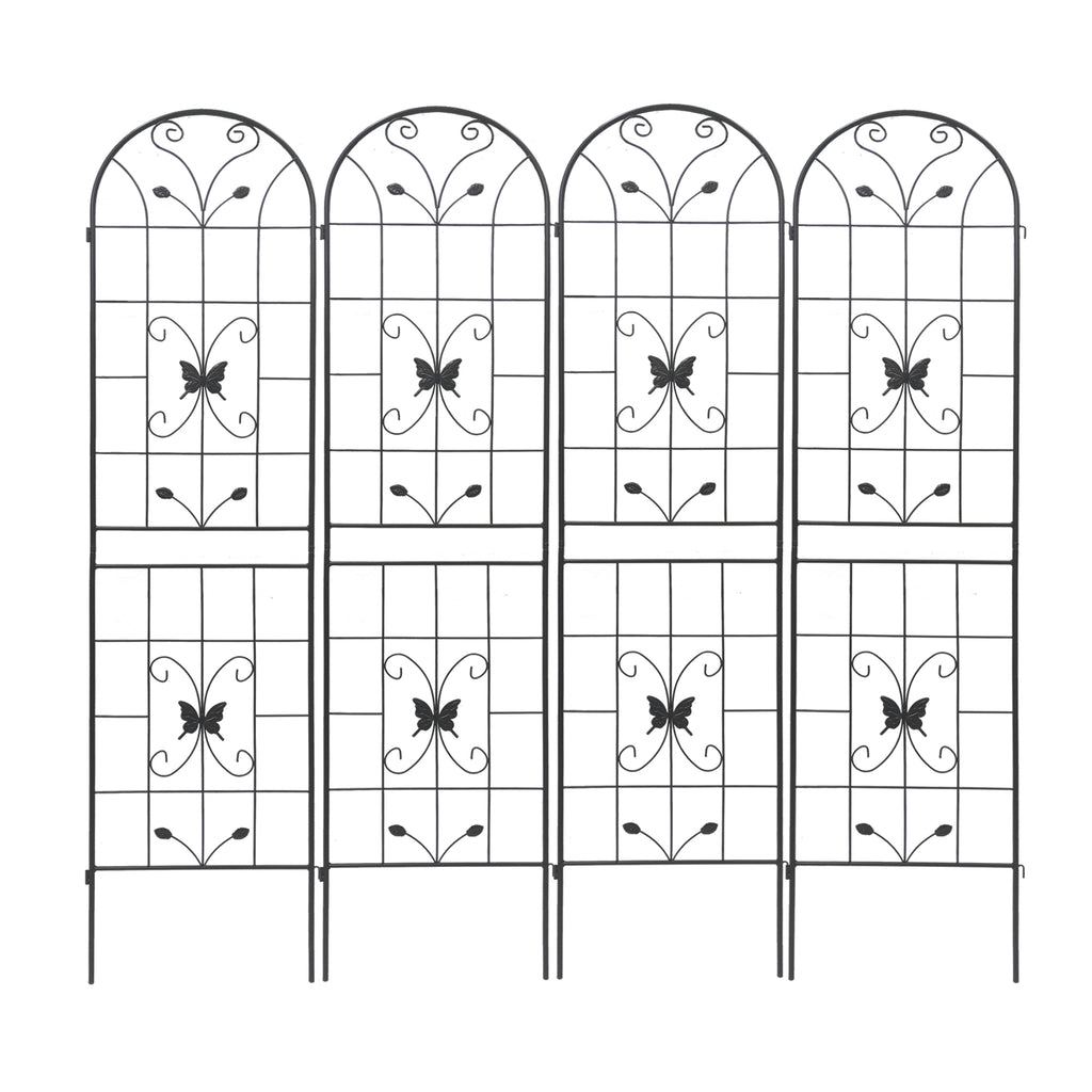 Leoglint 4 Pack Metal Garden Trellis 86.7" x 19.7" Rustproof Trellis for Climbing Plants Outdoor Flower Support Black