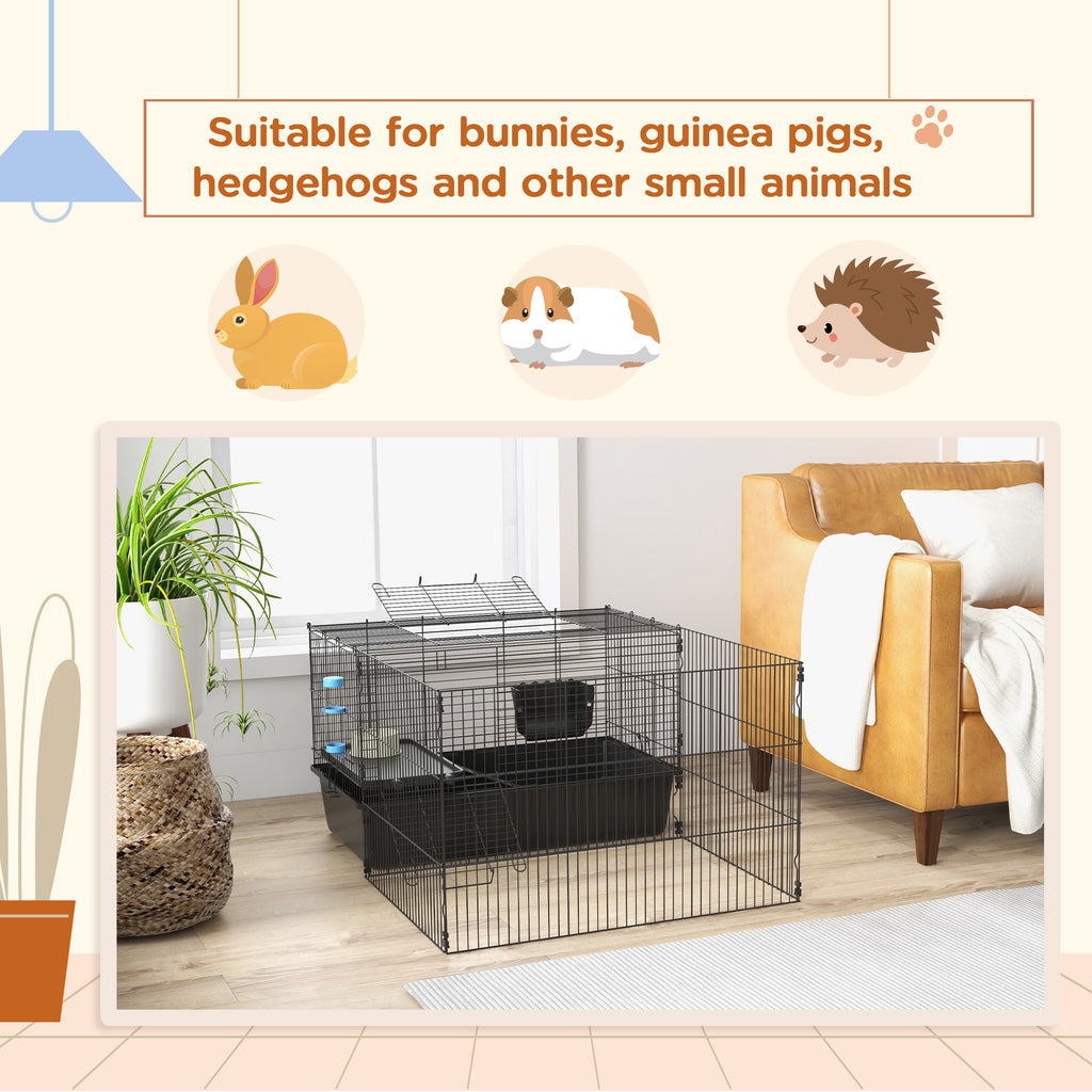 Leoglint Small Animal Cage with Playpen, Pet Habitat Indoor for Guinea Pigs Hedgehogs Bunnies with Accessories, Water Bottle, Food Dish, Feeding Trough, 42" x 33" x 21"