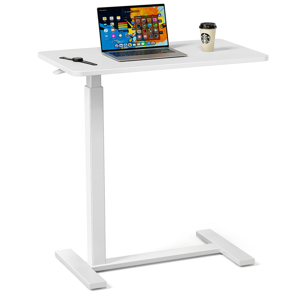 Leoglint Adjustable mobile bed Office desk, computer desk, mobile standing desk, lifting desk, desk, white