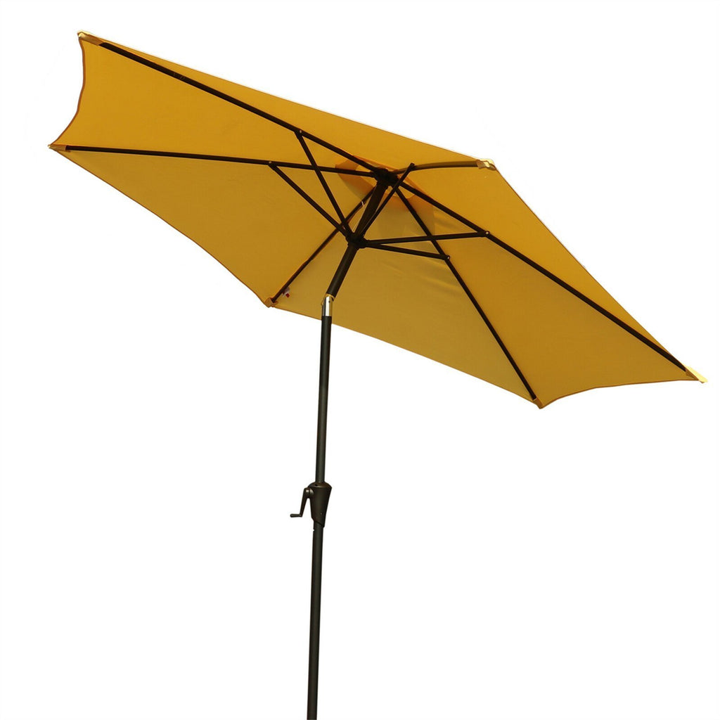 Leoglint 8.8 feet Aluminum Patio Outdoor Umbrella, Patio Umbrella, Market Umbrella with 33 pounds Round Resin Umbrella Base, Push Button Tilt and Crank lift, Yellow