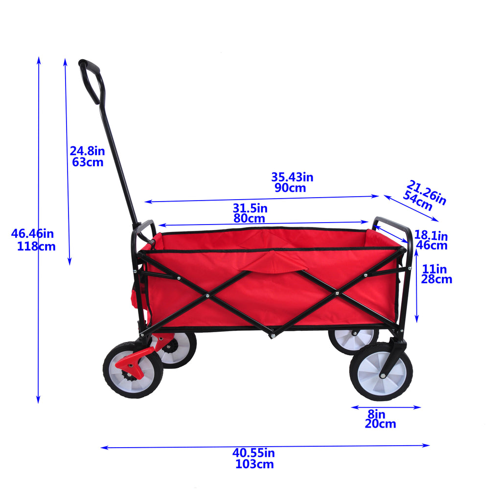 Leoglint Garden cart Folding Wagon Garden Shopping Beach Cart (Red)