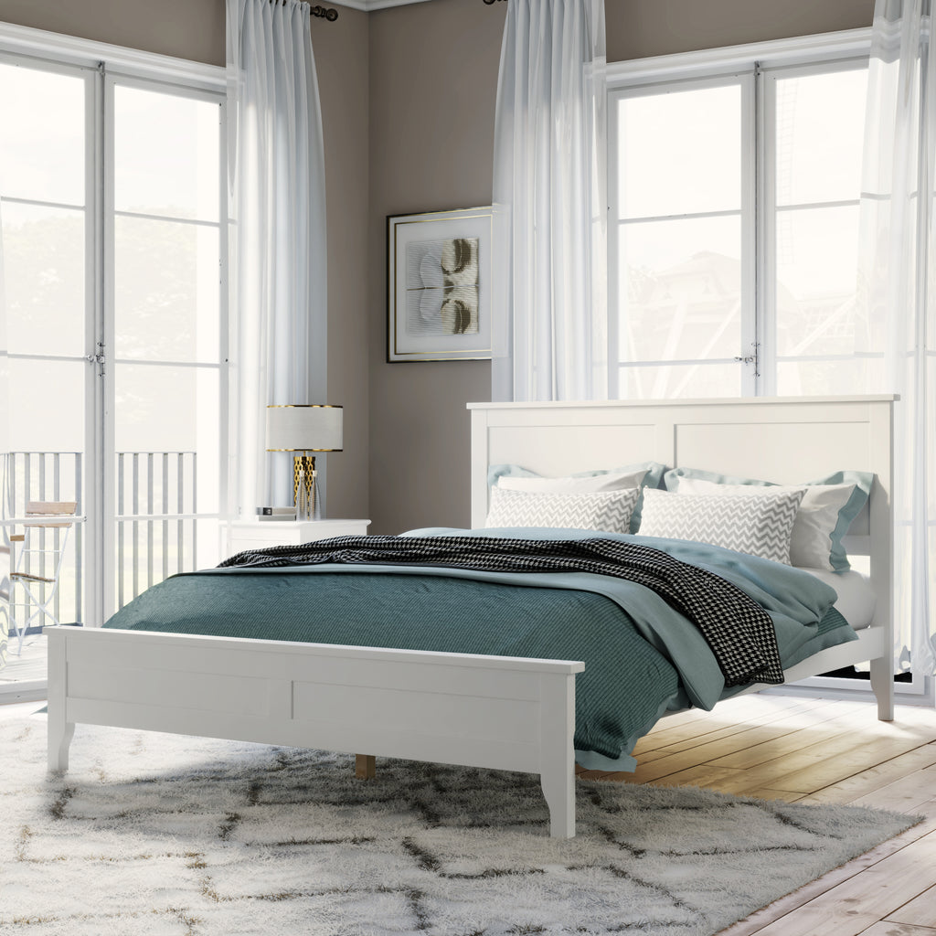 Modern White Solid Wood Full Platform Bed Frame(old sku:WF283524AAK)