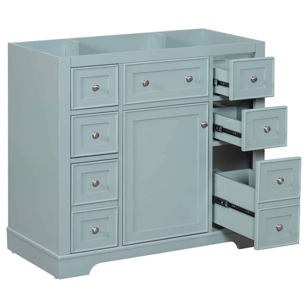 Leoglint 36" Bathroom Vanity without Sink, Cabinet Base Only, One Cabinet and Six Drawers, Green