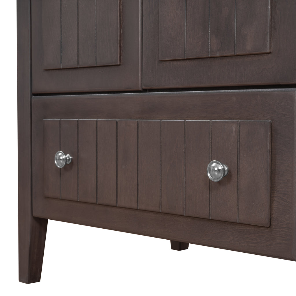 Leoglint 36" Bathroom Vanity Base Only, Solid Wood Frame and MDF Boards, Brown