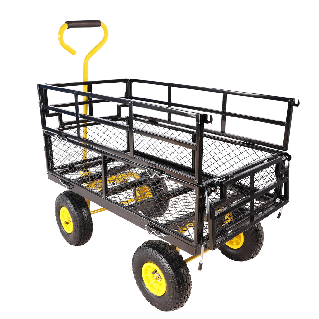 Leoglint Wagon Cart Garden cart trucks make it easier to transport firewood Yellow+Black