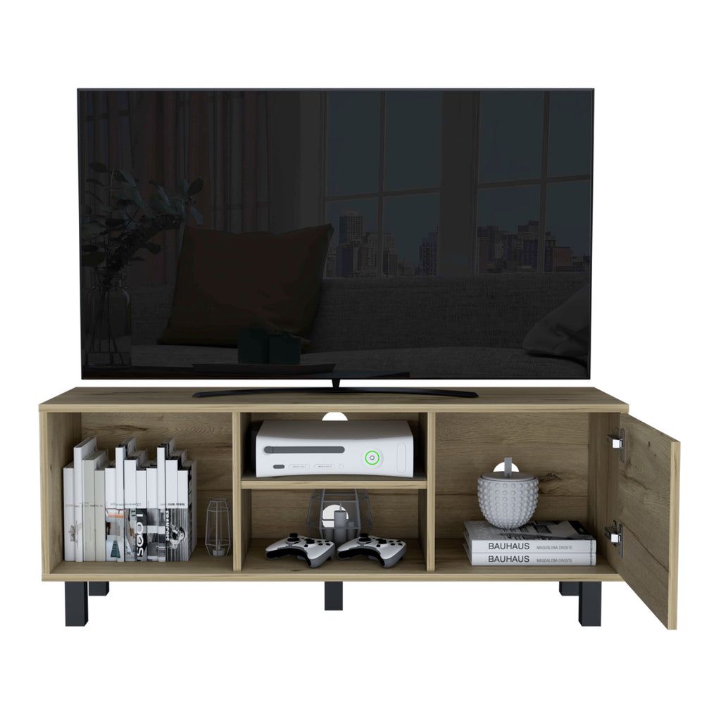 Leoglint Tunez Tv Stand for TV´s up 43" Three Open Shelves, One Cabinet -Light Oak