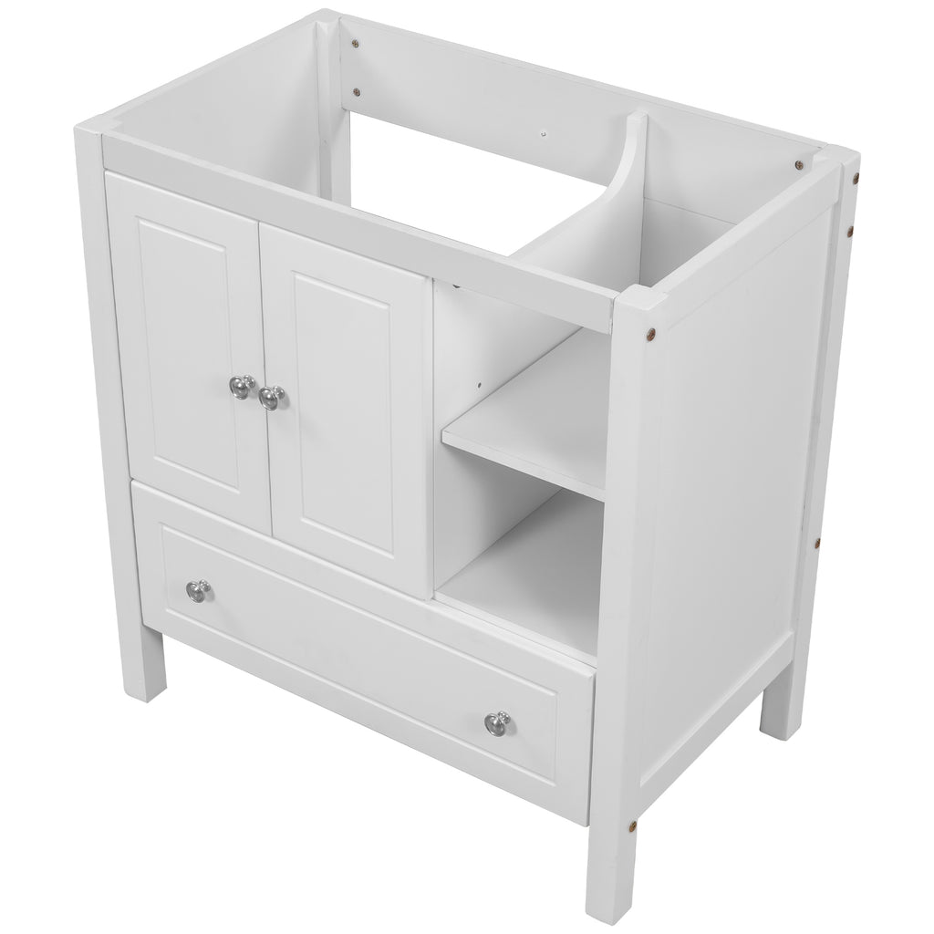 Leoglint 30" Bathroom Vanity Base Only, Solid Wood Frame, Bathroom Storage Cabinet with Doors and Drawers, White