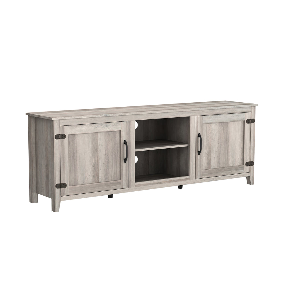 Leoglint TV Stand Storage Media Console Entertainment Center With Two Doors, Grey Walnut