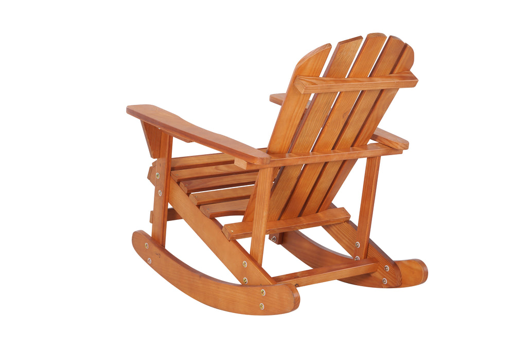 Leoglint Adirondack Rocking Outdoor Chair Solid Wood Chairs Finish Outdoor Furniture for Patio, Backyard, Garden - Walnut Brown