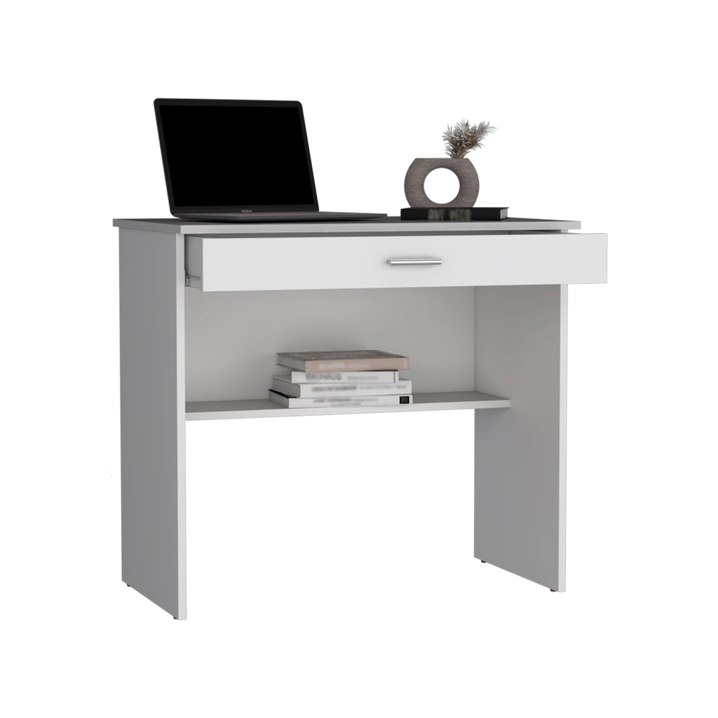 Leoglint 80 C Writting Office Desk, Compact Workstation with Drawer and Lower Shelf