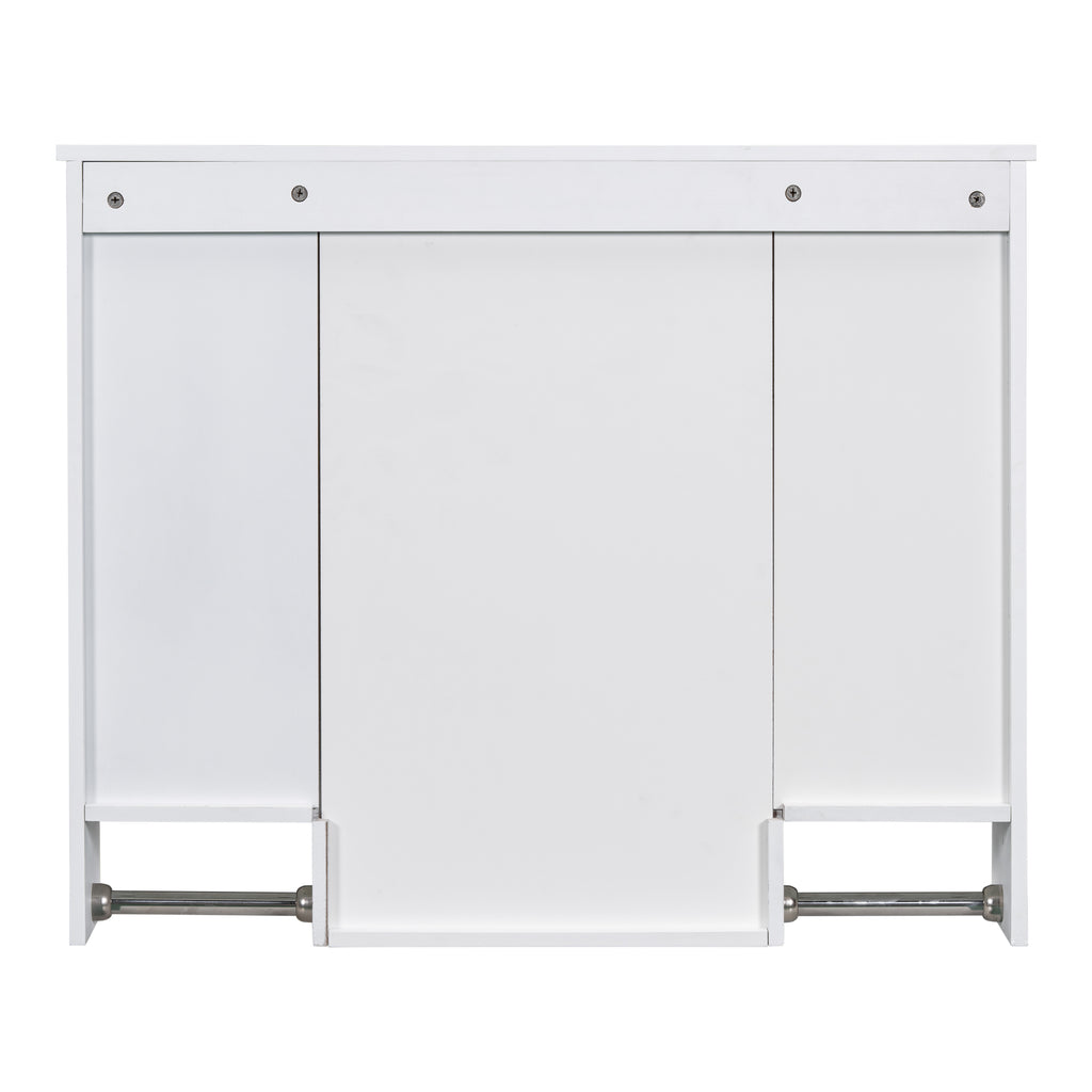 Leoglint 35'' x 28'' Modern Wall Mounted Bathroom Storage Cabinet, Bathroom Wall Cabinet with Mirror, Medicine Cabinet with Towels Bar