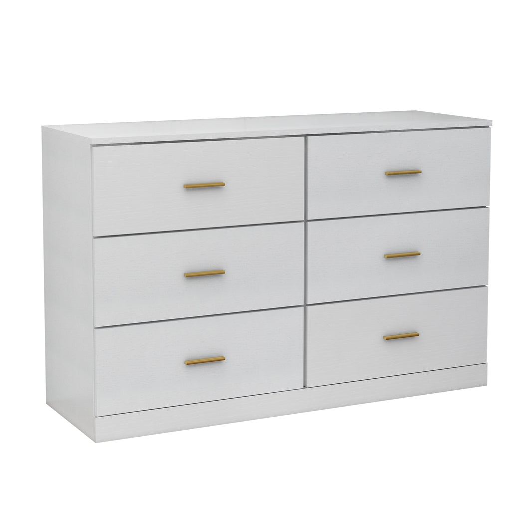 Leoglint Modern White 6-Drawer Dresser,Drawer Chest for Bedroom - Ample Storage Wide Chest of Drawers, Sturdy & Safe