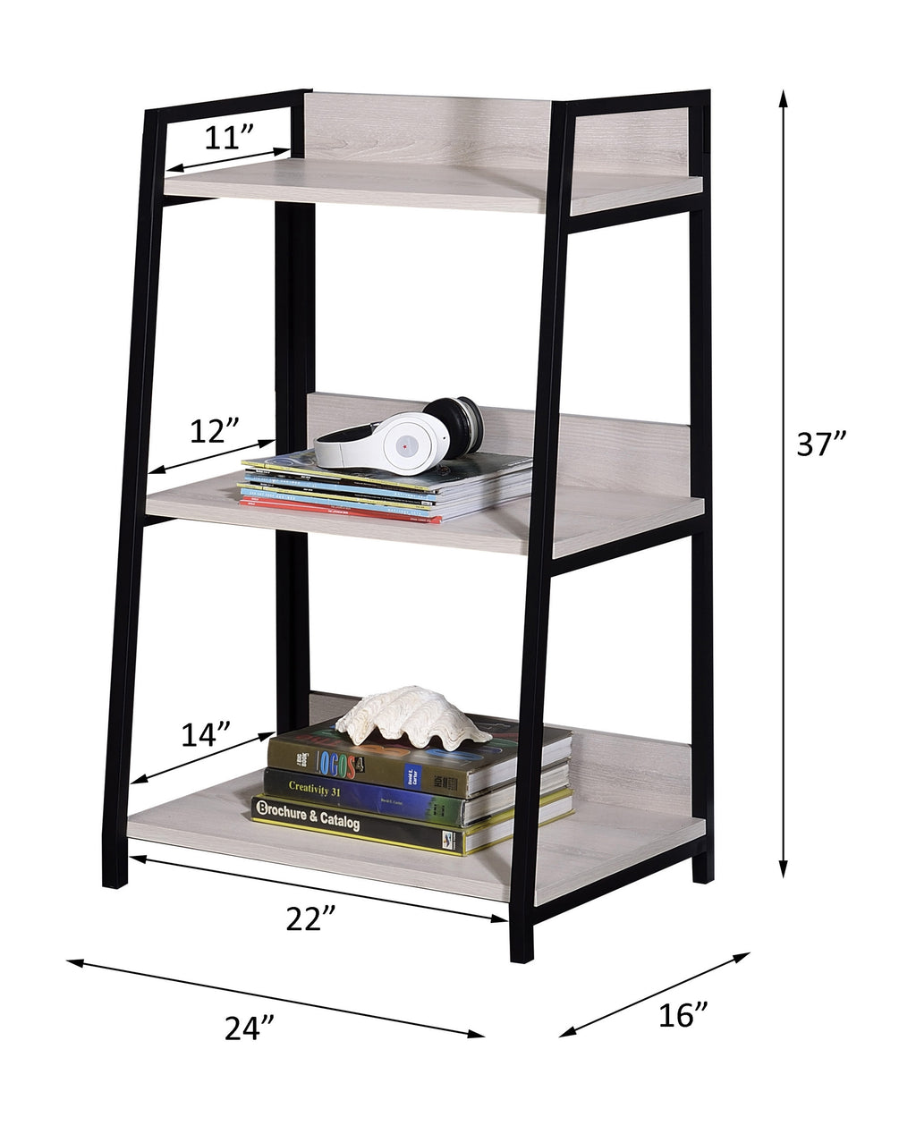 Leoglint ACME Wendral Bookshelf (3-Tier), Natural & Black 92672