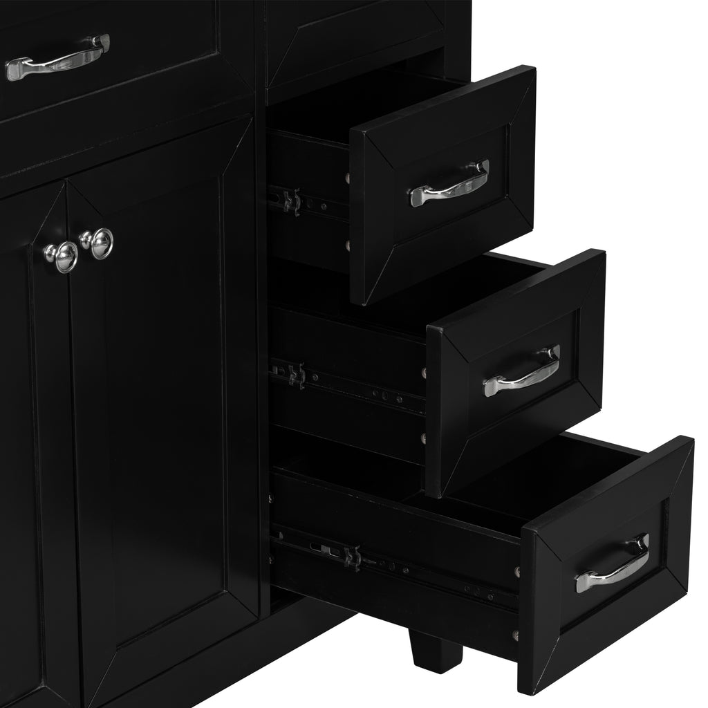 Leoglint 36" Bathroom Vanity without Sink, Cabinet Base Only, Bathroom Cabinet with Drawers, Solid Frame and MDF Board, Black