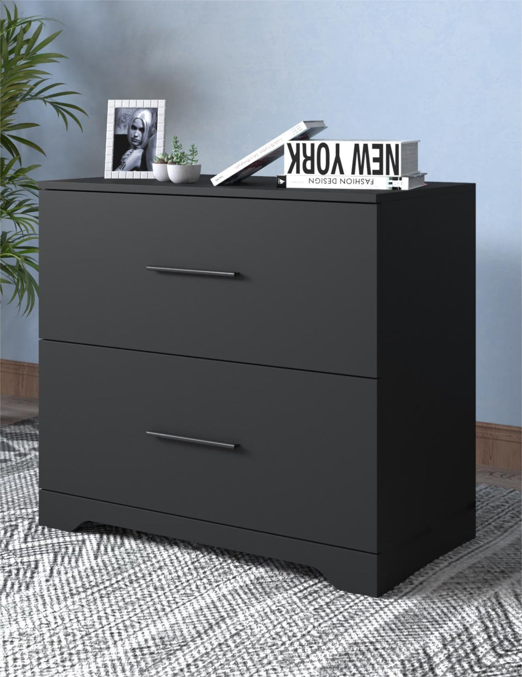 Leoglint 2 -Drawer Lateral Filing Cabinet,Storage Filing Cabinet for Home Office, Black