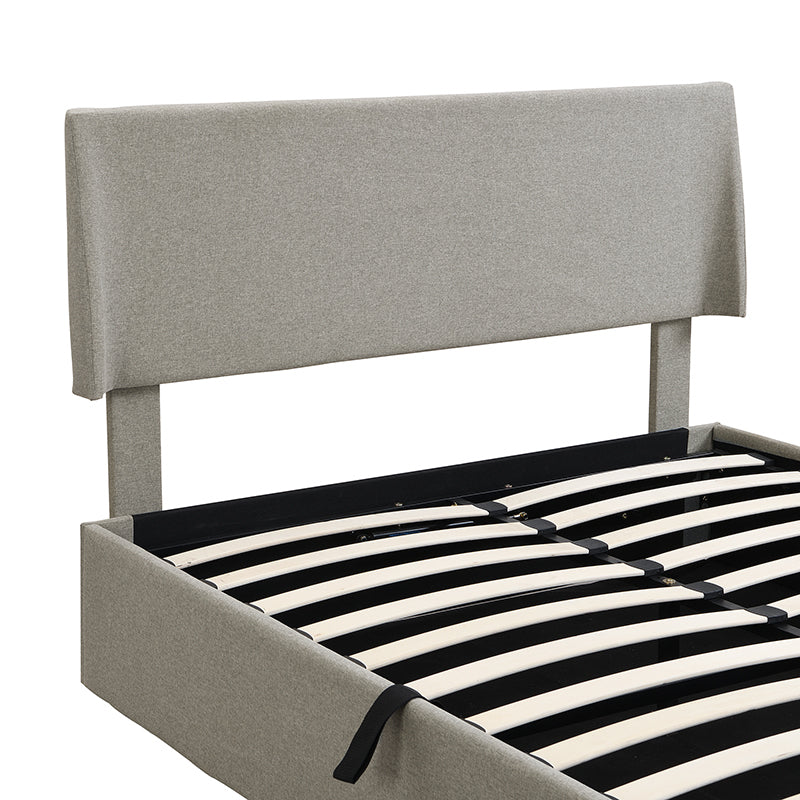 Leoglint Full Size Sleigh Bed Frame with Side-Tilt Hydraulic Storage System, Linen Upholstery, Gray