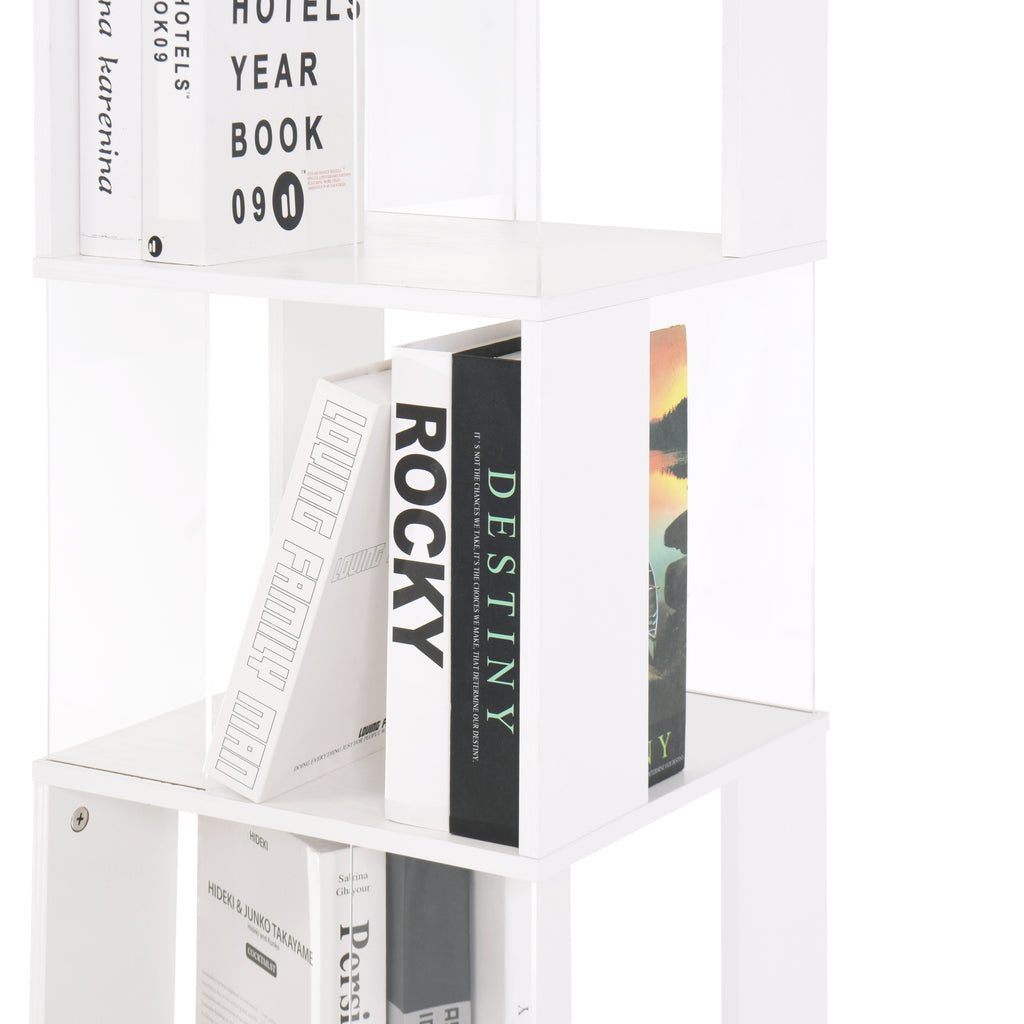 Leoglint 5 tier Rotating Bookshelf, Floor Rack Simple Bookcase  with Acrylic plate Student Multi-Function Creative Bookshelf for Living Room with anti-toppling base