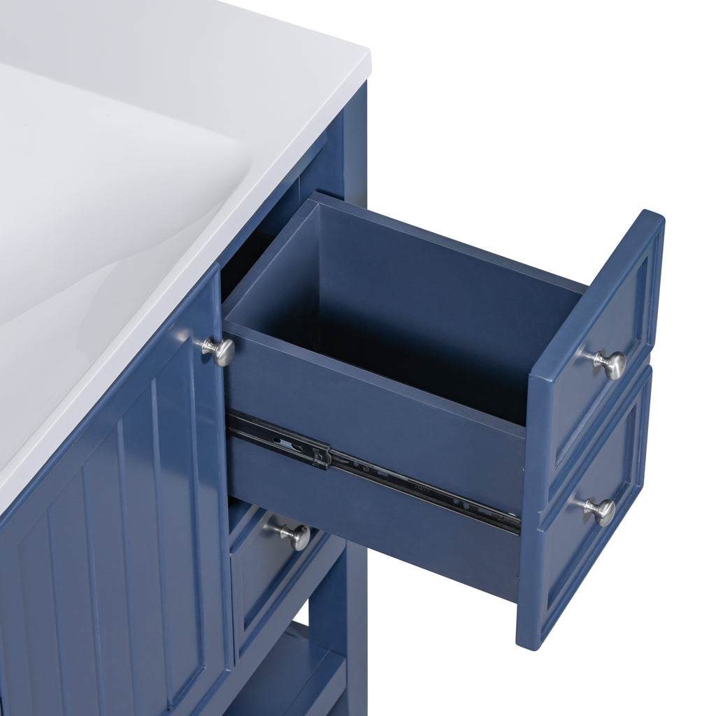 Leoglint 36" Bathroom Vanity without Sink, Cabinet Base Only, One Cabinet and three Drawers, Blue