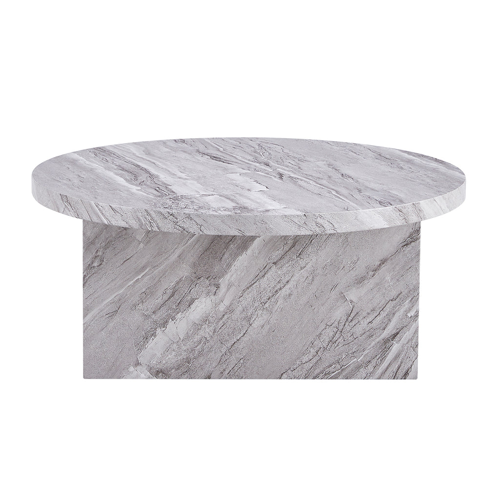 Leoglint Gray MDF material circular textured coffee table, 31.4-inch gray middle table, modern coffee table, suitable for small spaces, living room.