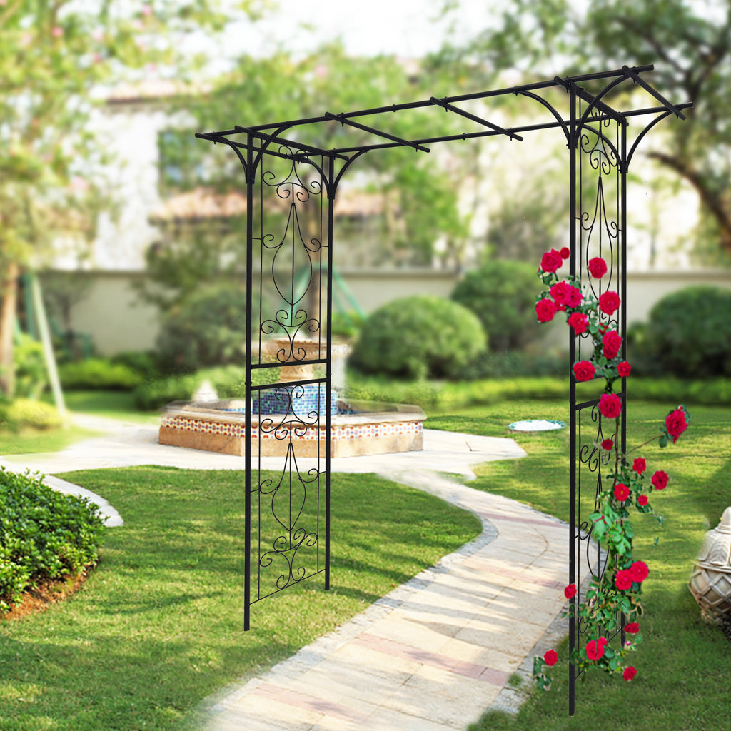 Leoglint Metal Garden Trellis L80.3'' x W20.47'' x H81.1'' Climbing Plants Support Rose Arch Outdoor Black